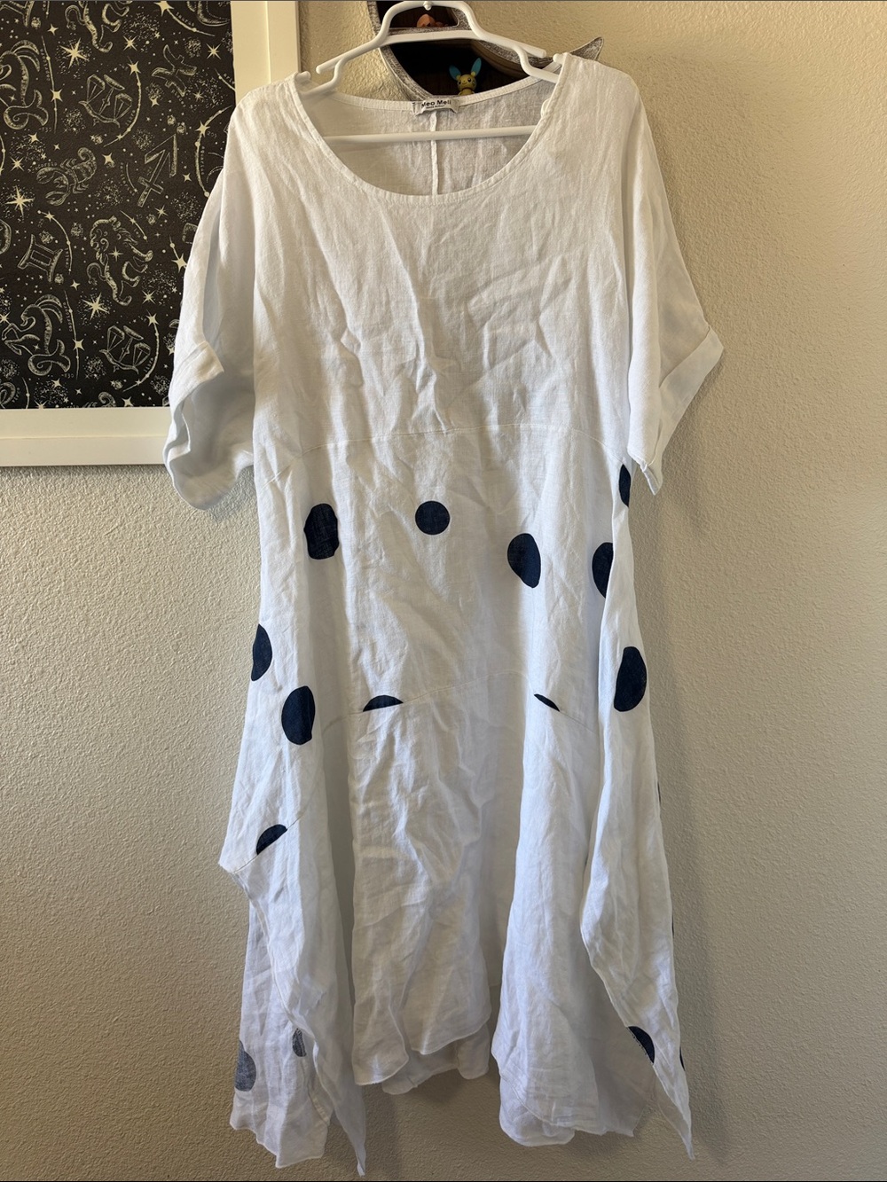 Meo Meli 100% linen Asymmetric Midi dress